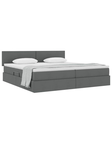 Letto con contenitore e materasso Grigio scuro 200 x 200 cm