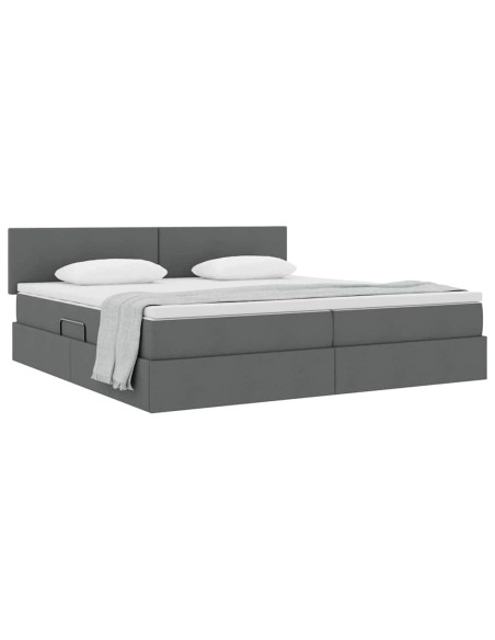 Letto con contenitore e materasso Grigio scuro 200 x 200 cm