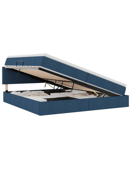 Letto con contenitore e materasso con testiera Blu 200 x 200 cm