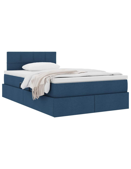 Letto con contenitore e materasso con testiera Blu 120 x 200 cm