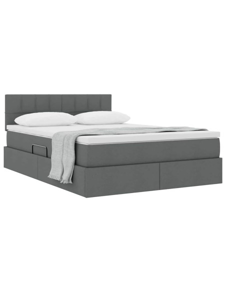 Letto con contenitore e materasso Grigio scuro 140 x 190 cm