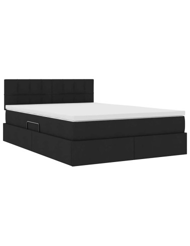 Letto con contenitore e materasso Nero 140 x 190 cm