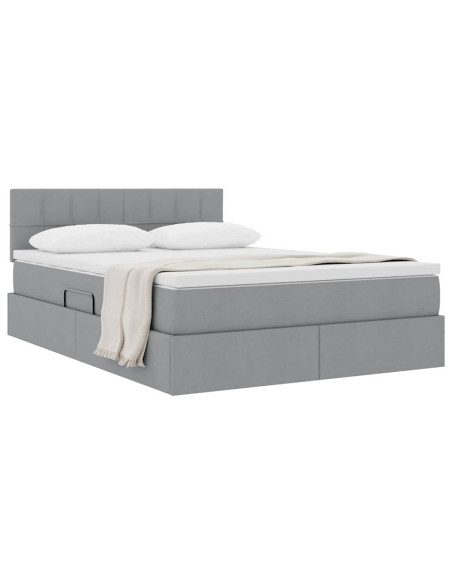 Letto con contenitore e materasso Grigio chiaro 140 x 200 cm