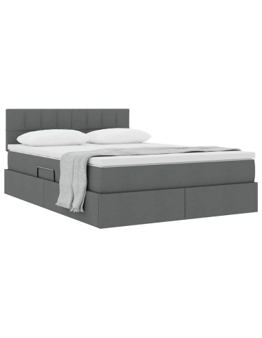 Letto con contenitore e materasso Grigio scuro 140 x 200 cm