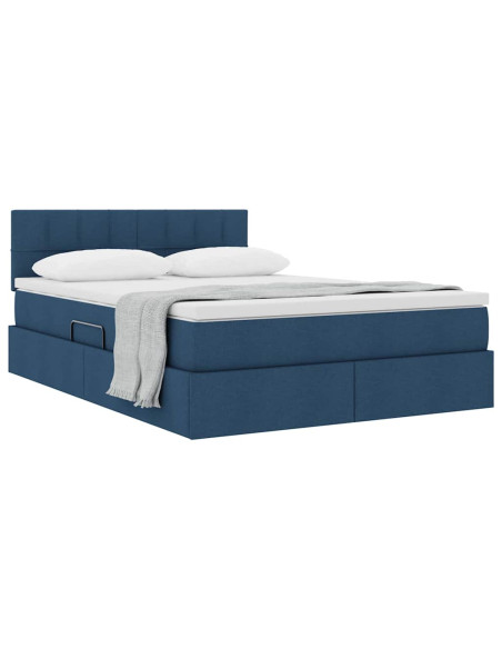 Letto con contenitore e materasso con testiera Blu 120 x 200 cm