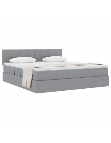 Letto con contenitore e materasso Grigio chiaro 180 x 200 cm