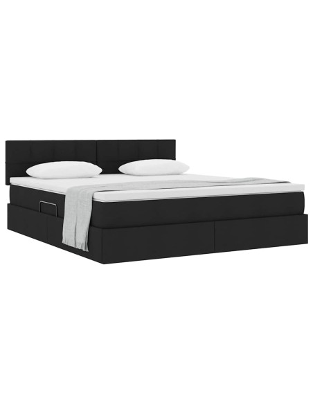 Letto con contenitore e materasso Nero 180 x 200 cm
