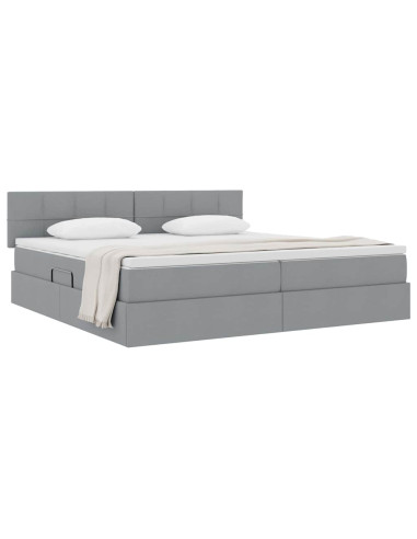 Letto con contenitore e materasso Grigio chiaro 200 x 200 cm