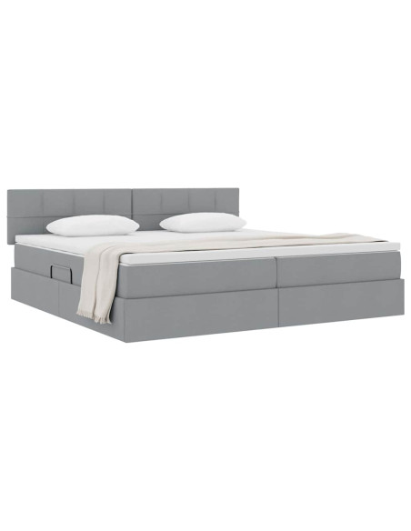 Letto con contenitore e materasso Grigio chiaro 200 x 200 cm