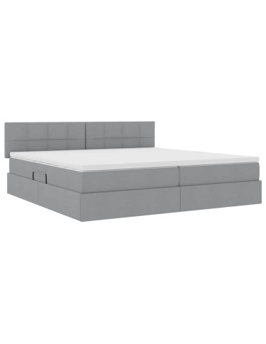 Letto con contenitore e materasso Grigio chiaro 200 x 200 cm