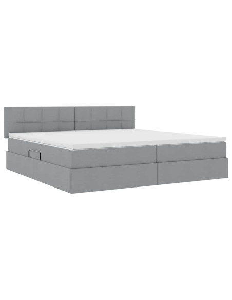 Letto con contenitore e materasso Grigio chiaro 200 x 200 cm