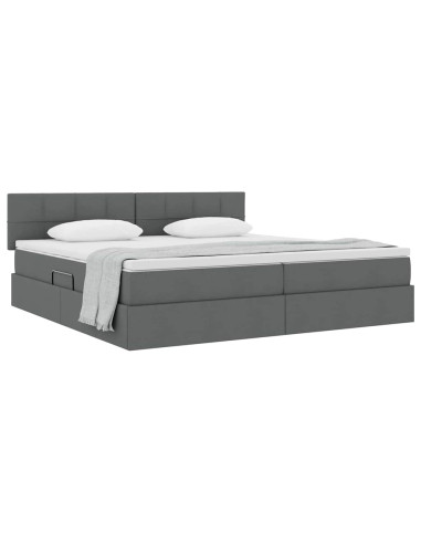 Letto con contenitore e materasso Grigio scuro 200 x 200 cm