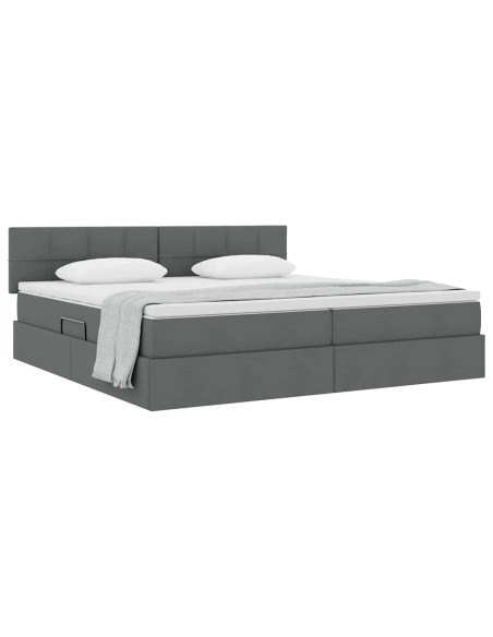 Letto con contenitore e materasso Grigio scuro 200 x 200 cm