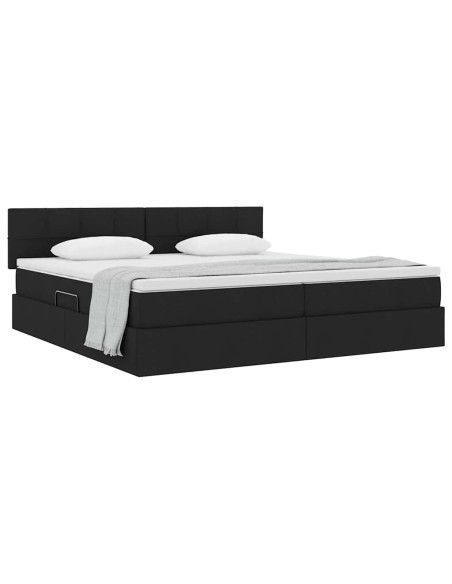 Letto con contenitore e materasso Nero 200 x 200 cm