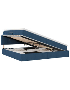Letto con contenitore e materasso con testiera Blu 200 x 200 cm 2
