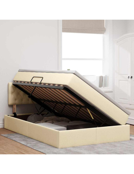Letto con contenitore e materasso Crema 120 x 200 cm