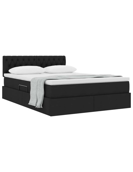 Letto con contenitore e materasso Nero 140 x 190 cm