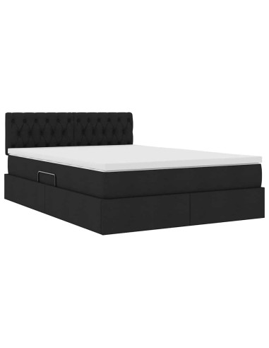 Letto con contenitore e materasso Nero 140 x 190 cm