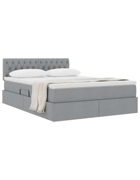 Letto con contenitore e materasso Grigio chiaro 140 x 200 cm