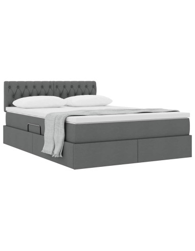 Letto con contenitore e materasso Grigio scuro 140 x 200 cm