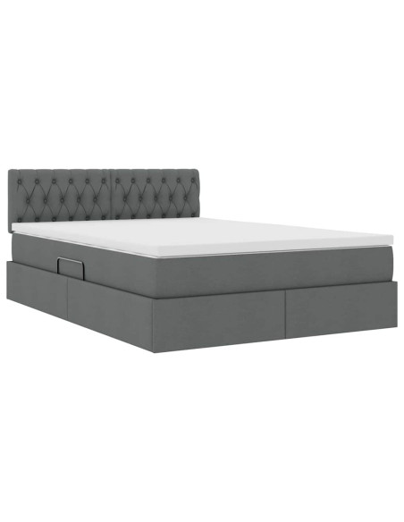 Letto con contenitore e materasso Grigio scuro 140 x 200 cm