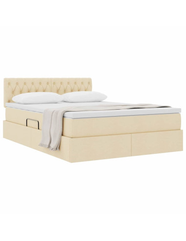 Letto con contenitore e materasso Crema 140 x 200 cm