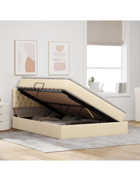 Letto con contenitore e materasso Crema 140 x 200 cm