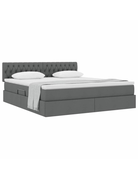 Letto con contenitore e materasso Grigio scuro 160 x 200 cm