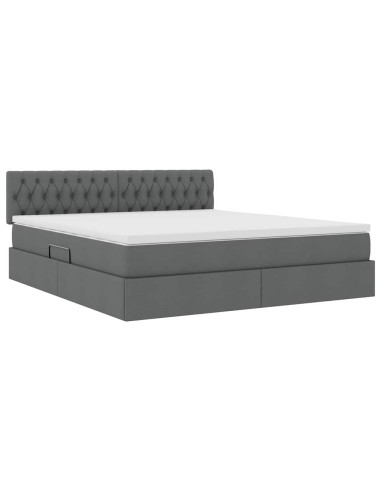 Letto con contenitore e materasso Grigio scuro 160 x 200 cm