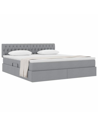 Letto con contenitore e materasso Grigio chiaro 180 x 200 cm