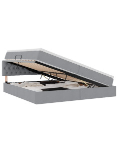 Letto con contenitore e materasso Grigio chiaro 200 x 200 cm 2