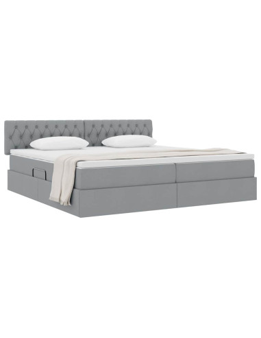 Letto con contenitore e materasso Grigio chiaro 200 x 200 cm