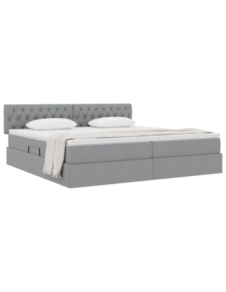 Letto con contenitore e materasso Grigio chiaro 200 x 200 cm