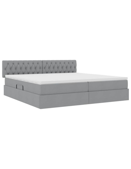 Letto con contenitore e materasso Grigio chiaro 200 x 200 cm