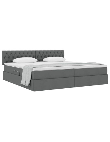 Letto con contenitore e materasso Grigio scuro 200 x 200 cm