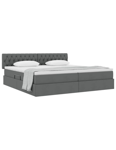 Letto con contenitore e materasso Grigio scuro 200 x 200 cm