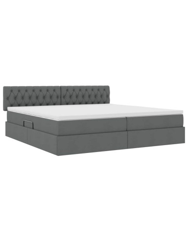 Letto con contenitore e materasso Grigio scuro 200 x 200 cm