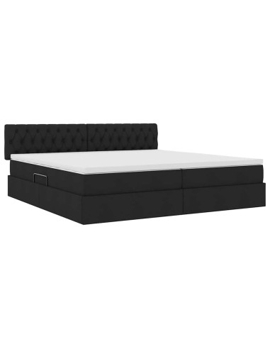 Letto con contenitore e materasso Nero 200 x 200 cm