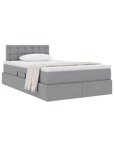 Letto con contenitore e materasso Grigio chiaro 120 x 200 cm