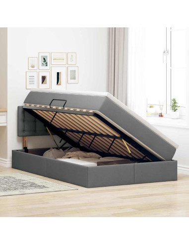 Letto con contenitore e materasso Grigio scuro 120 x 200 cm