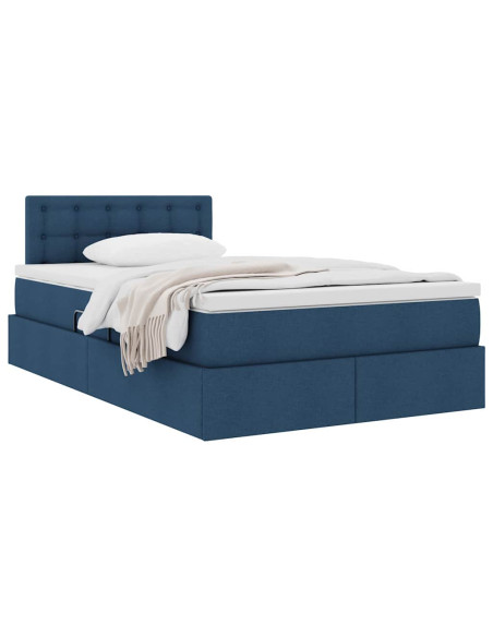 Letto con contenitore e materasso con testiera Blu 120 x 200 cm