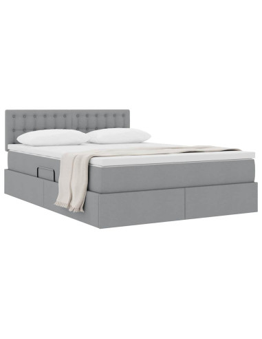 Letto con contenitore e materasso Grigio chiaro 140 x 190 cm