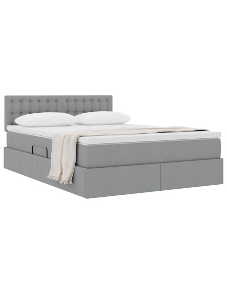 Letto con contenitore e materasso Grigio chiaro 140 x 190 cm