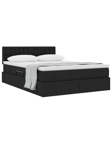 Letto con contenitore e materasso Nero 140 x 190 cm