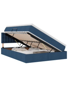 Letto con contenitore e materasso con testiera Blu 140 x 190 cm 2