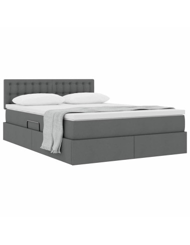 Letto con contenitore e materasso Grigio scuro 140 x 200 cm