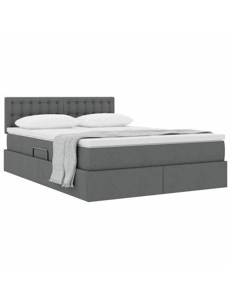 Letto con contenitore e materasso Grigio scuro 140 x 200 cm