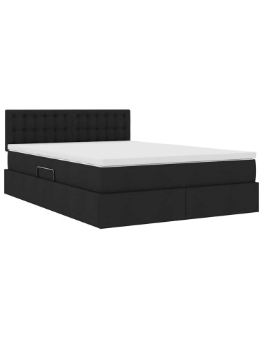 Letto con contenitore e materasso Nero 140 x 200 cm
