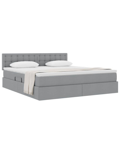 Letto con contenitore e materasso Grigio chiaro 180 x 200 cm