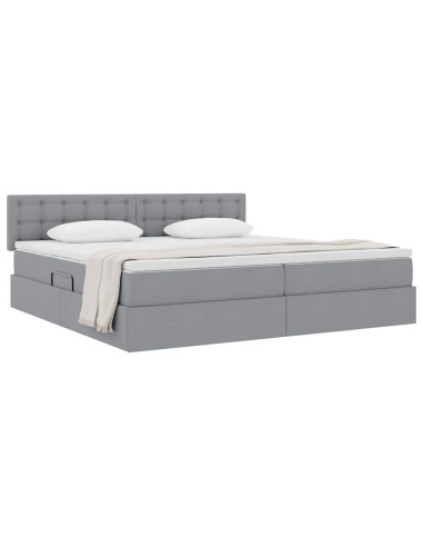 Letto con contenitore e materasso Grigio chiaro 200 x 200 cm